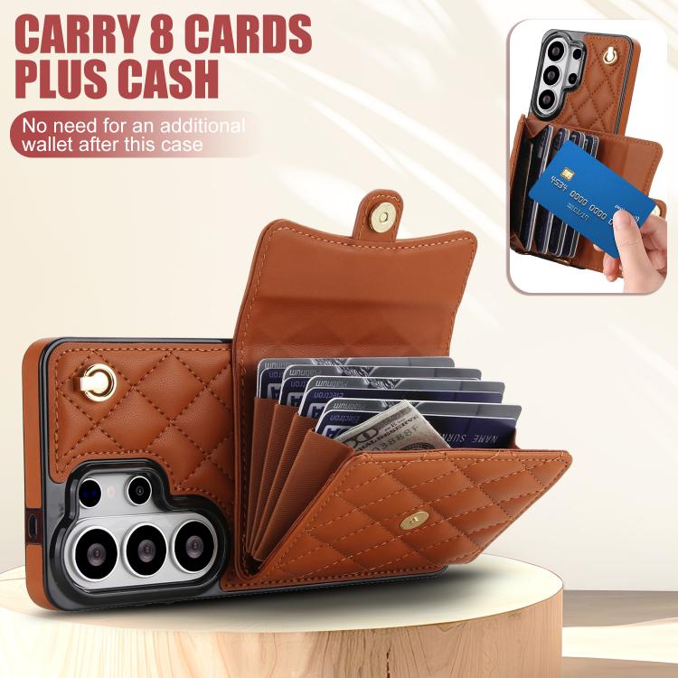 For Samsung Galaxy S26 Ultra 5G Crossbody Rhombic Horizontal Wallet Leather Phone Case