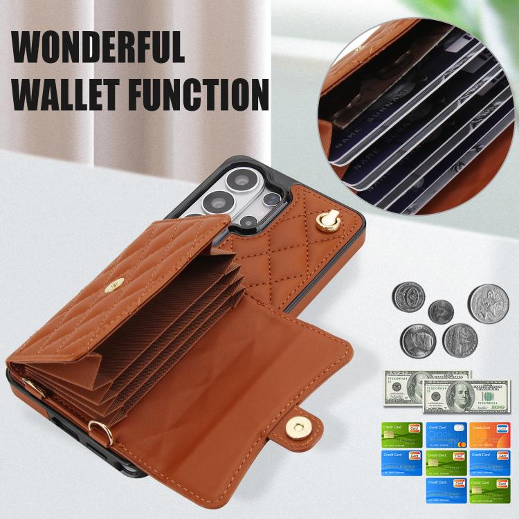 For Samsung Galaxy S26 Ultra 5G Crossbody Rhombic Horizontal Wallet Leather Phone Case