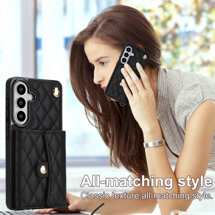 For Samsung Galaxy S26 5G Crossbody Rhombic Horizontal Wallet Leather Phone Case