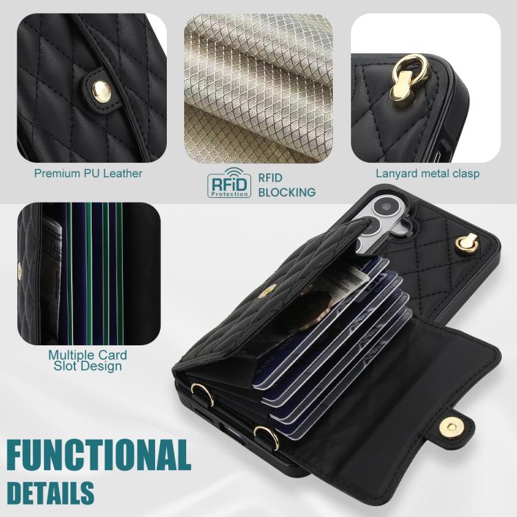 For Samsung Galaxy S26 5G Crossbody Rhombic Horizontal Wallet Leather Phone Case