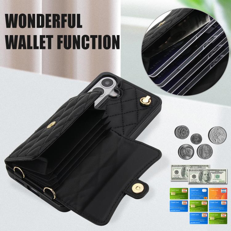 For Samsung Galaxy S26 5G Crossbody Rhombic Horizontal Wallet Leather Phone Case
