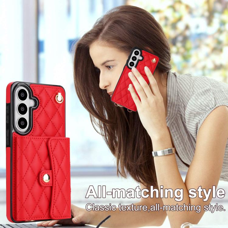 For Samsung Galaxy S26 5G Crossbody Rhombic Horizontal Wallet Leather Phone Case