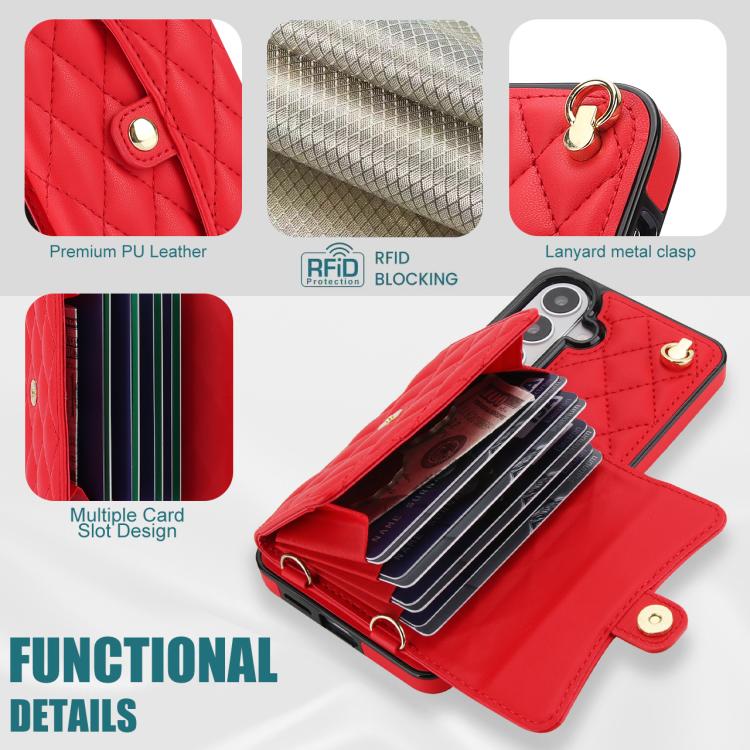 For Samsung Galaxy S26 5G Crossbody Rhombic Horizontal Wallet Leather Phone Case