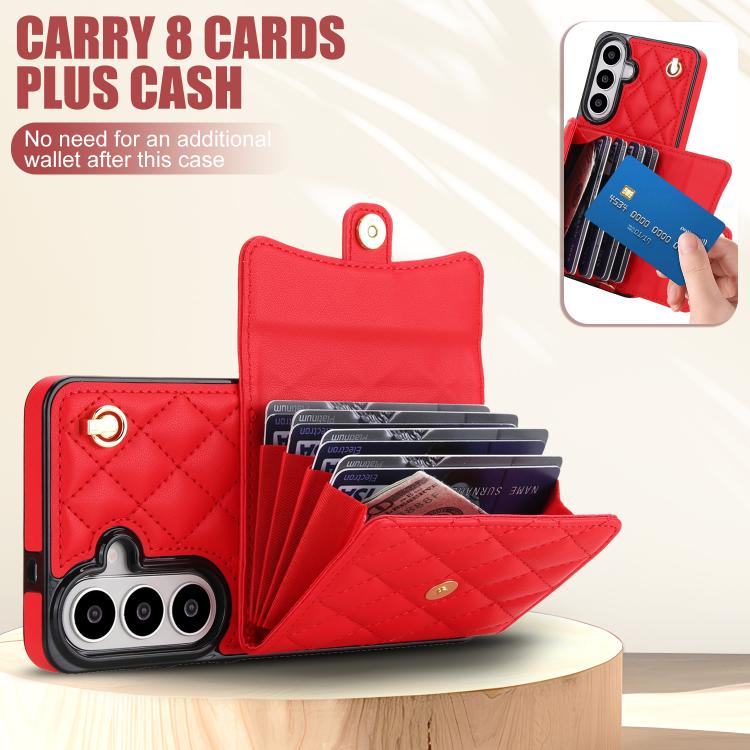 For Samsung Galaxy S26 5G Crossbody Rhombic Horizontal Wallet Leather Phone Case