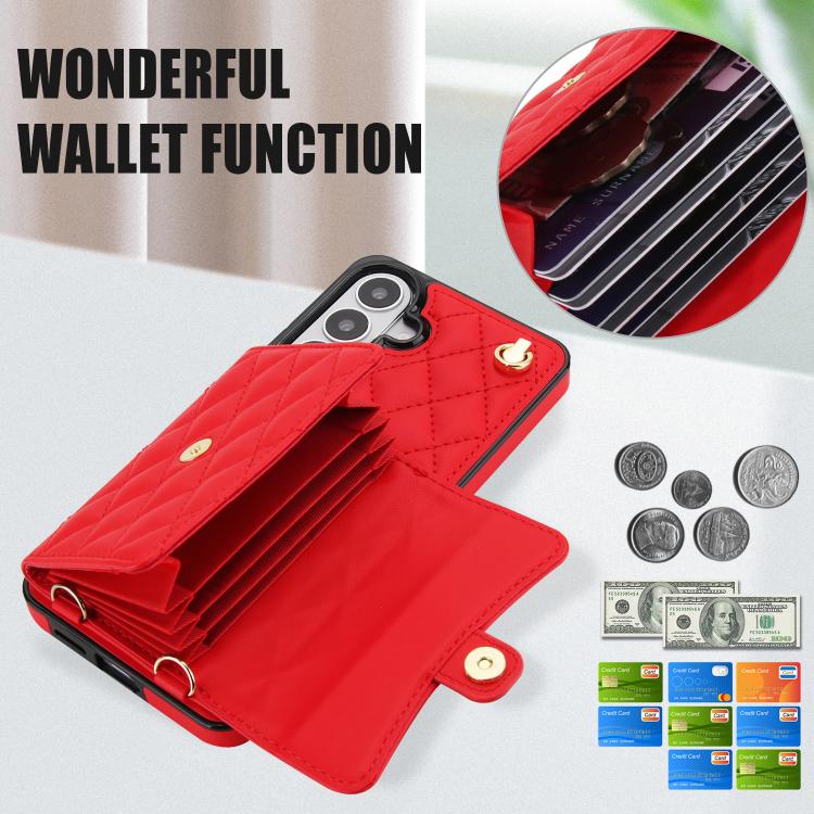 For Samsung Galaxy S26 5G Crossbody Rhombic Horizontal Wallet Leather Phone Case