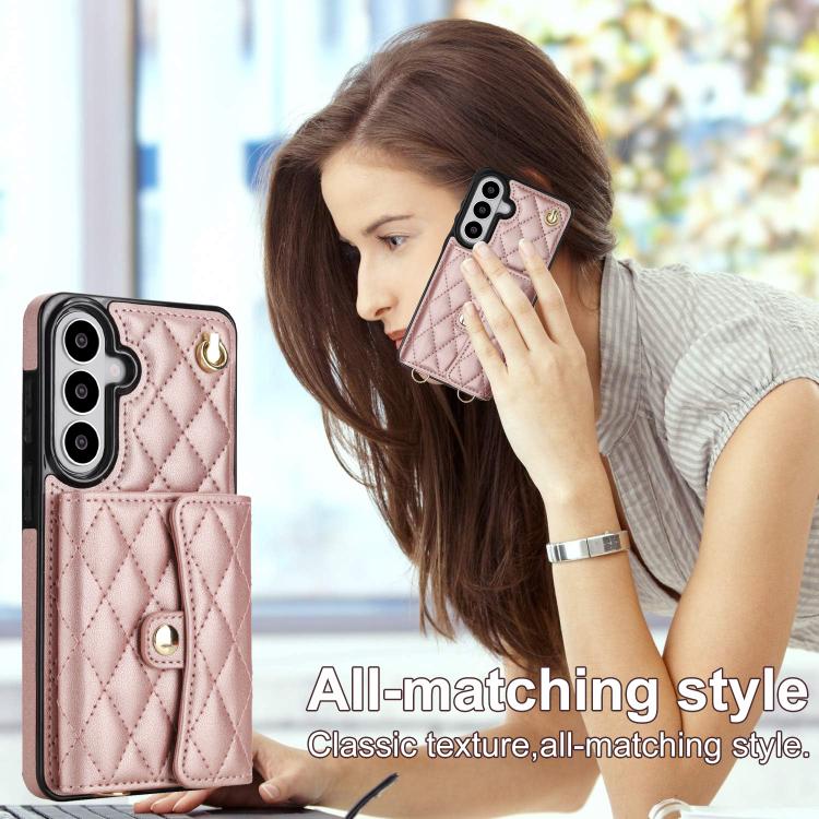 For Samsung Galaxy S26 5G Crossbody Rhombic Horizontal Wallet Leather Phone Case