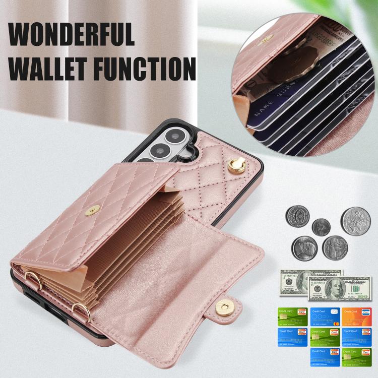 For Samsung Galaxy S26 5G Crossbody Rhombic Horizontal Wallet Leather Phone Case