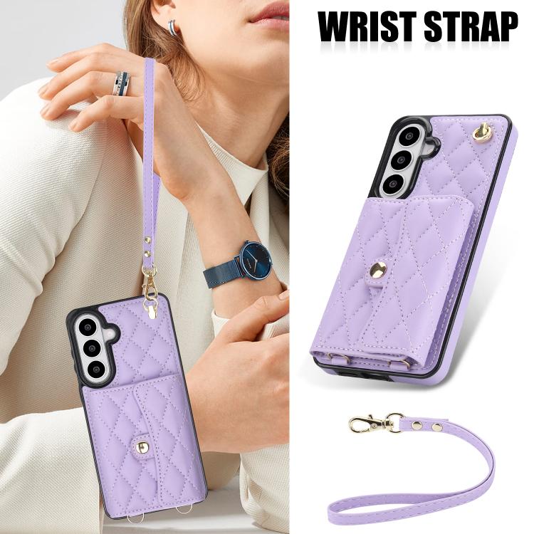 For Samsung Galaxy S26 5G Crossbody Rhombic Horizontal Wallet Leather Phone Case