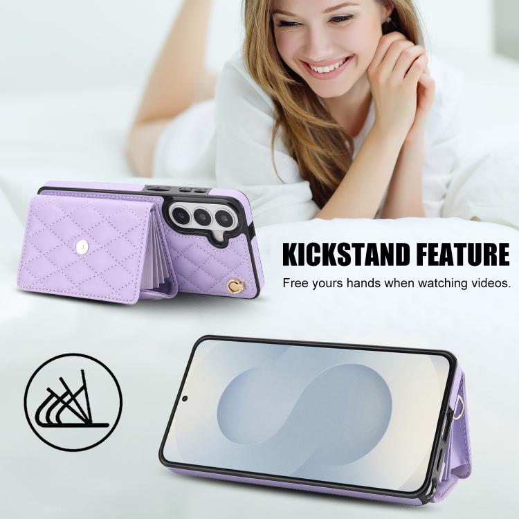 For Samsung Galaxy S26 5G Crossbody Rhombic Horizontal Wallet Leather Phone Case