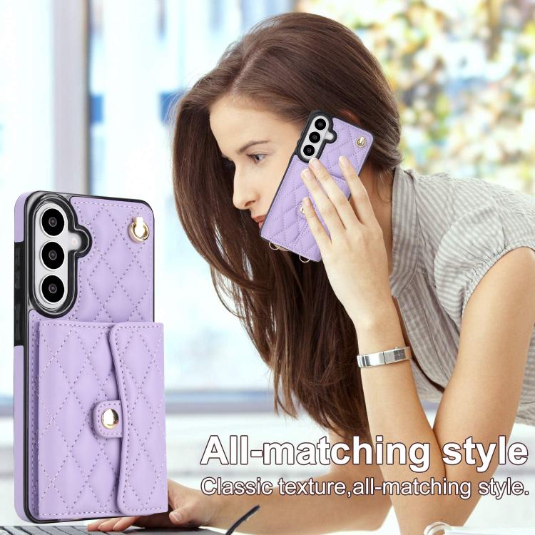 For Samsung Galaxy S26 5G Crossbody Rhombic Horizontal Wallet Leather Phone Case