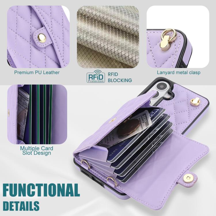For Samsung Galaxy S26 5G Crossbody Rhombic Horizontal Wallet Leather Phone Case