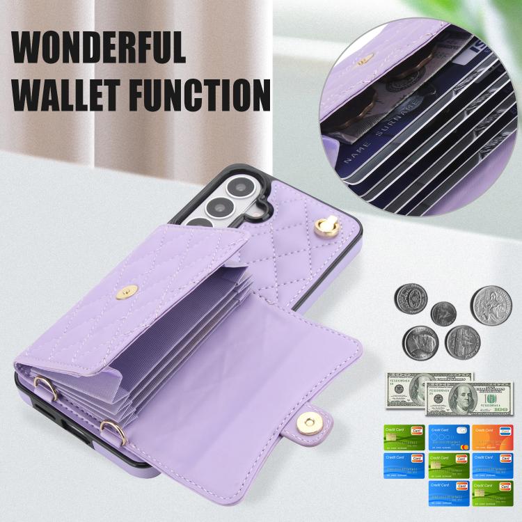 For Samsung Galaxy S26 5G Crossbody Rhombic Horizontal Wallet Leather Phone Case
