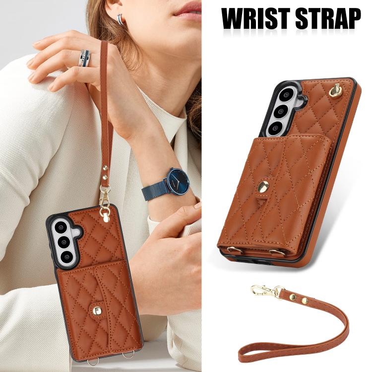For Samsung Galaxy S26 5G Crossbody Rhombic Horizontal Wallet Leather Phone Case