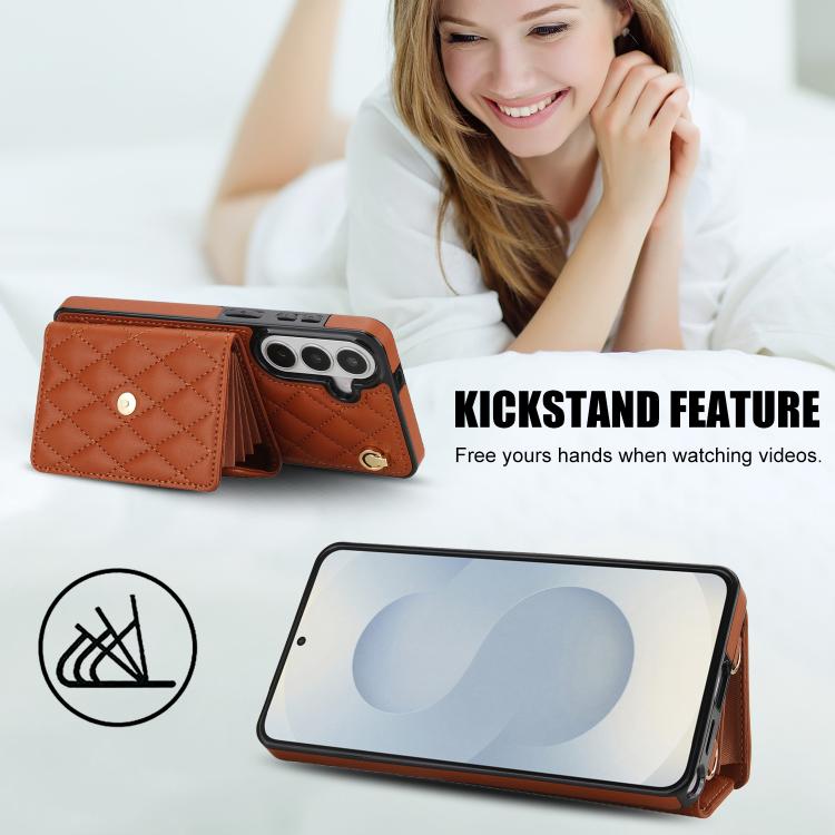 For Samsung Galaxy S26 5G Crossbody Rhombic Horizontal Wallet Leather Phone Case