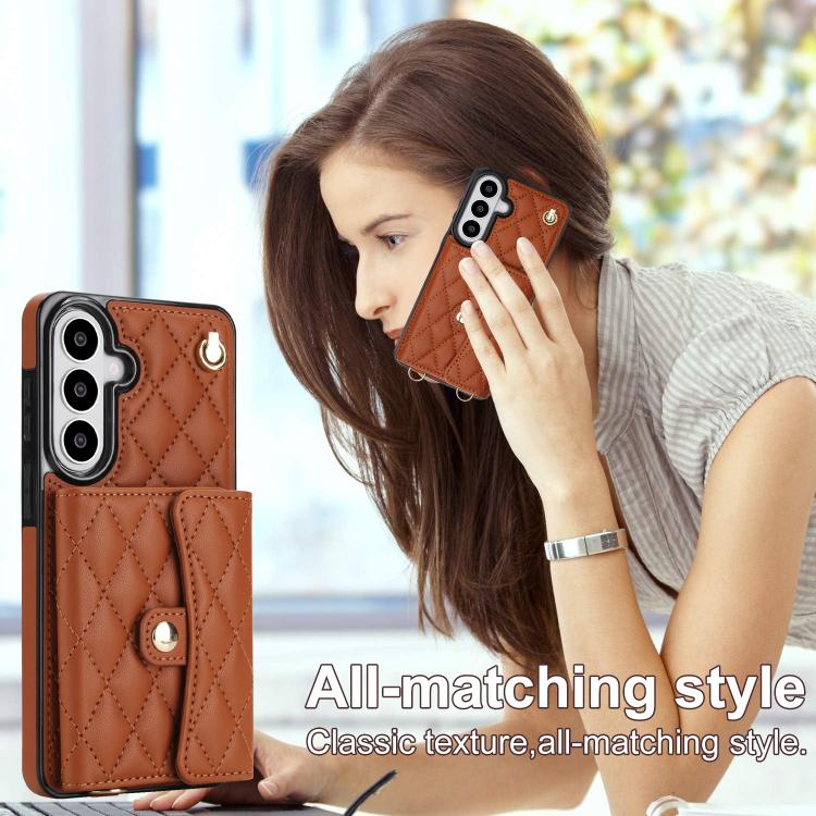 For Samsung Galaxy S26 5G Crossbody Rhombic Horizontal Wallet Leather Phone Case