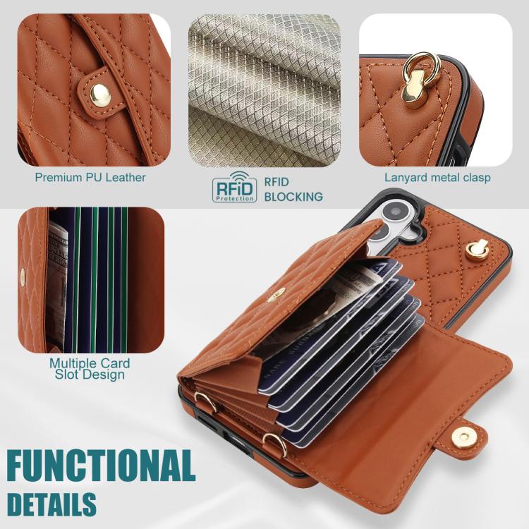 For Samsung Galaxy S26 5G Crossbody Rhombic Horizontal Wallet Leather Phone Case
