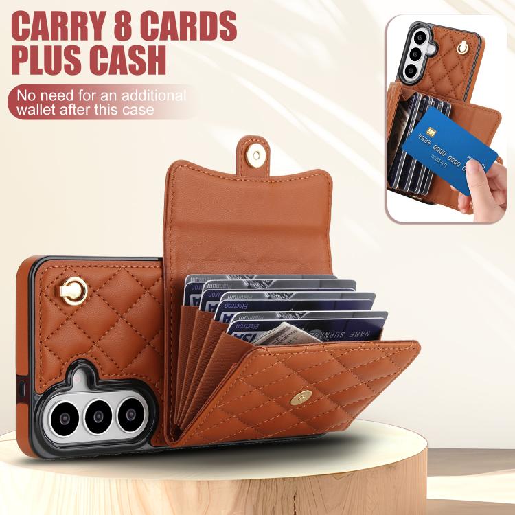 For Samsung Galaxy S26 5G Crossbody Rhombic Horizontal Wallet Leather Phone Case