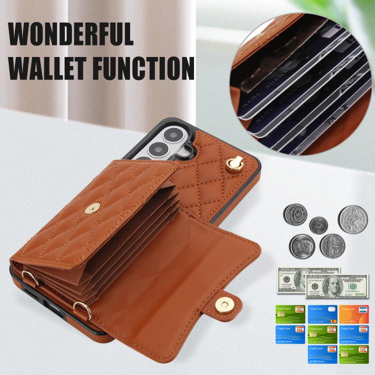 For Samsung Galaxy S26 5G Crossbody Rhombic Horizontal Wallet Leather Phone Case
