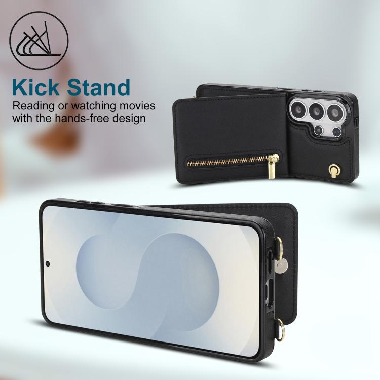For Samsung Galaxy S26 Ultra 5G Cross-body Zipper Square Phone Case with Holder