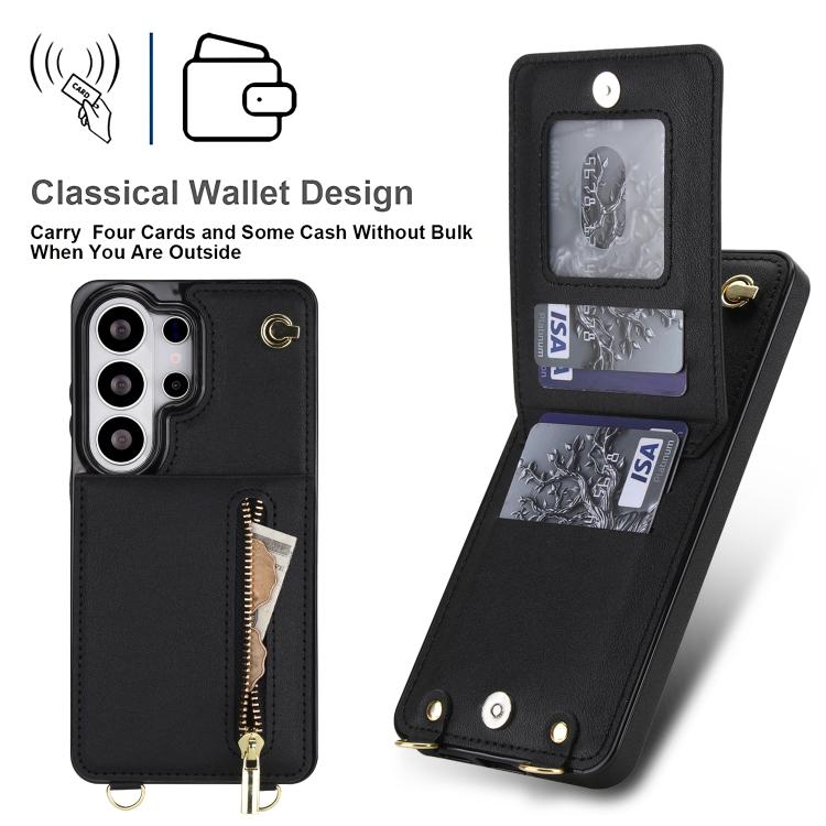 For Samsung Galaxy S26 Ultra 5G Cross-body Zipper Square Phone Case with Holder