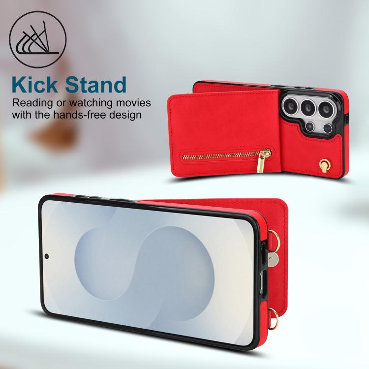 For Samsung Galaxy S26 Ultra 5G Cross-body Zipper Square Phone Case with Holder