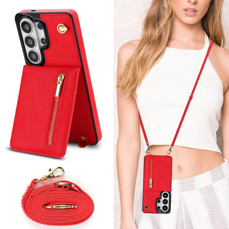 For Samsung Galaxy S26 Ultra 5G Cross-body Zipper Square Phone Case with Holder