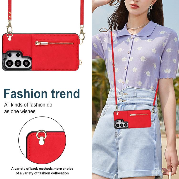 For Samsung Galaxy S26 Ultra 5G Cross-body Zipper Square Phone Case with Holder
