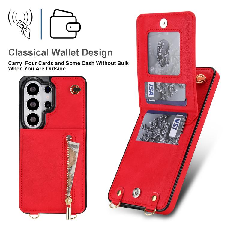 For Samsung Galaxy S26 Ultra 5G Cross-body Zipper Square Phone Case with Holder