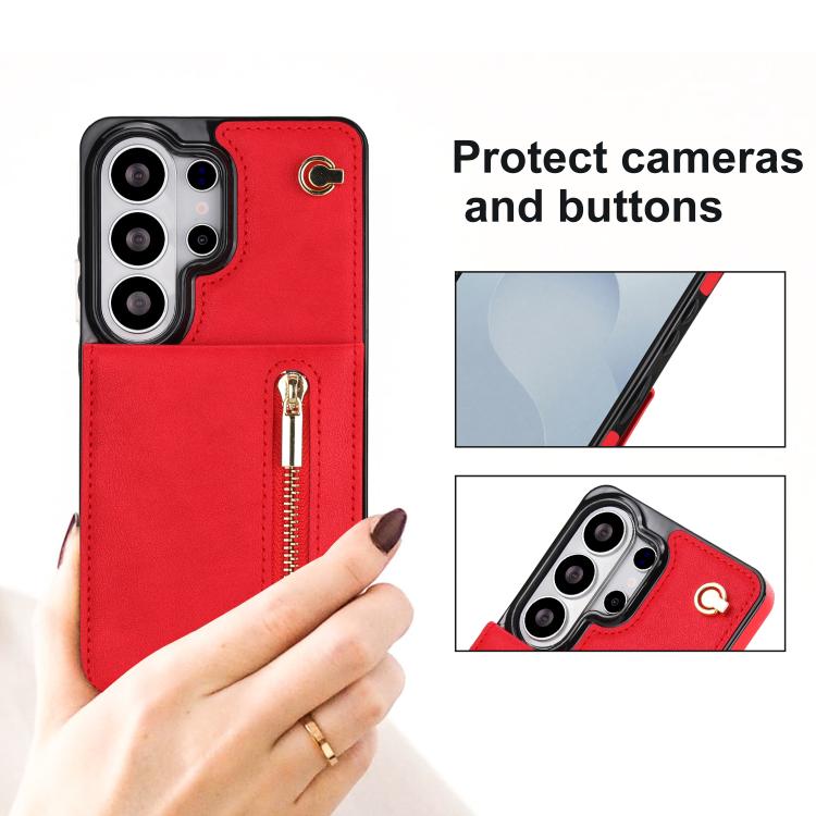 For Samsung Galaxy S26 Ultra 5G Cross-body Zipper Square Phone Case with Holder