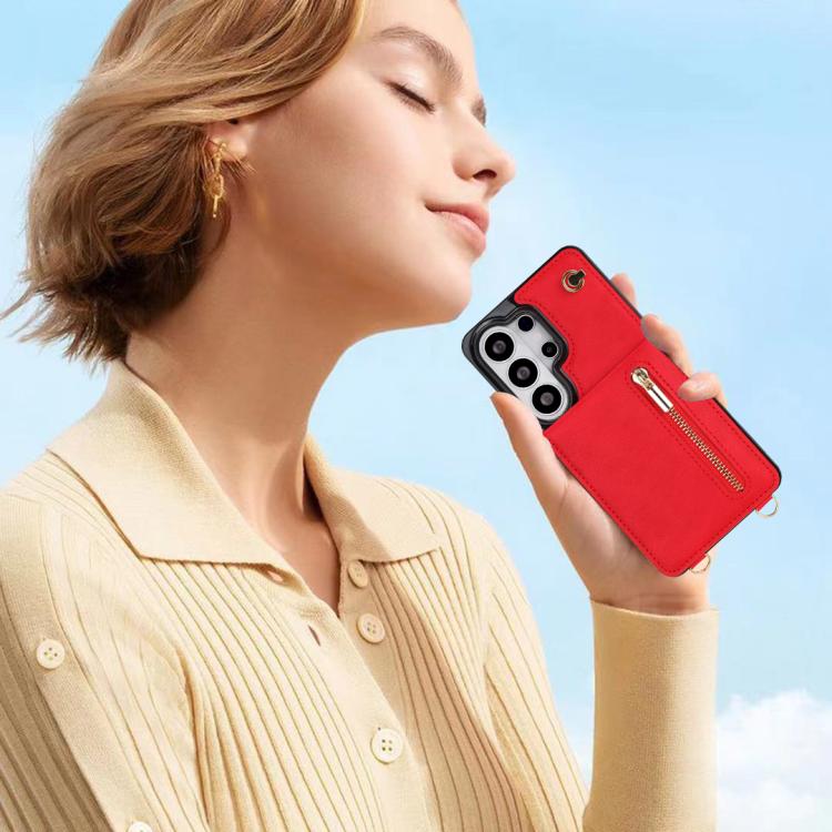 For Samsung Galaxy S26 Ultra 5G Cross-body Zipper Square Phone Case with Holder