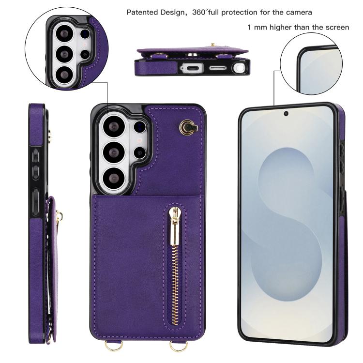 For Samsung Galaxy S26 Ultra 5G Cross-body Zipper Square Phone Case with Holder