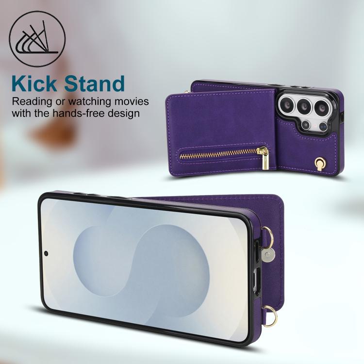 For Samsung Galaxy S26 Ultra 5G Cross-body Zipper Square Phone Case with Holder