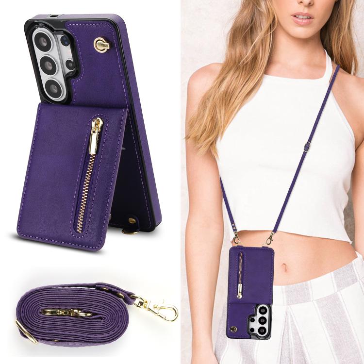 For Samsung Galaxy S26 Ultra 5G Cross-body Zipper Square Phone Case with Holder