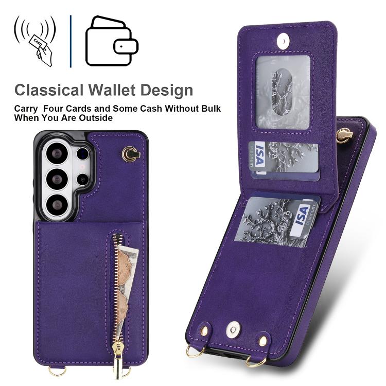 For Samsung Galaxy S26 Ultra 5G Cross-body Zipper Square Phone Case with Holder