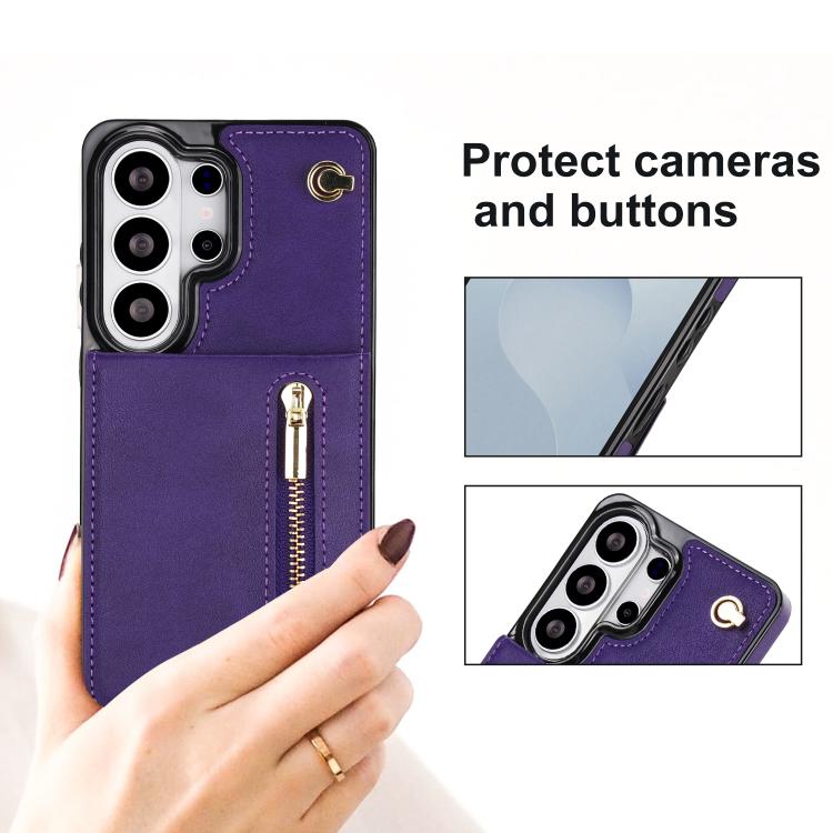 For Samsung Galaxy S26 Ultra 5G Cross-body Zipper Square Phone Case with Holder