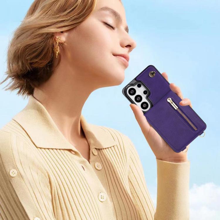 For Samsung Galaxy S26 Ultra 5G Cross-body Zipper Square Phone Case with Holder