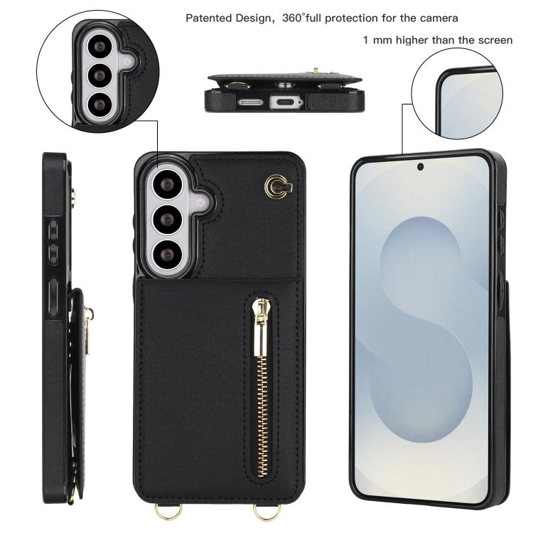 For Samsung Galaxy S26 5G Cross-body Zipper Square Phone Case with Holder