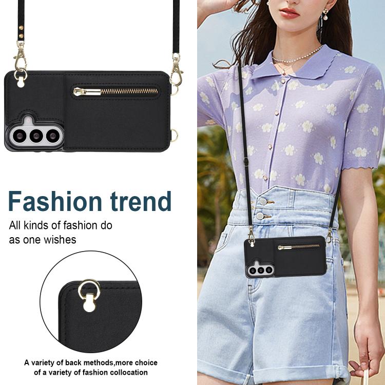 For Samsung Galaxy S26 5G Cross-body Zipper Square Phone Case with Holder