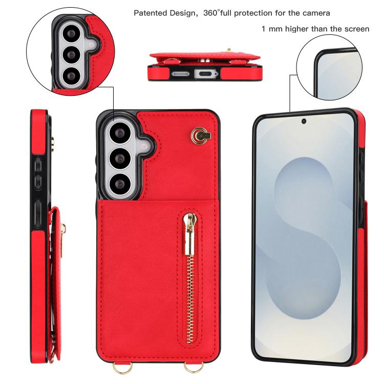 For Samsung Galaxy S26 5G Cross-body Zipper Square Phone Case with Holder