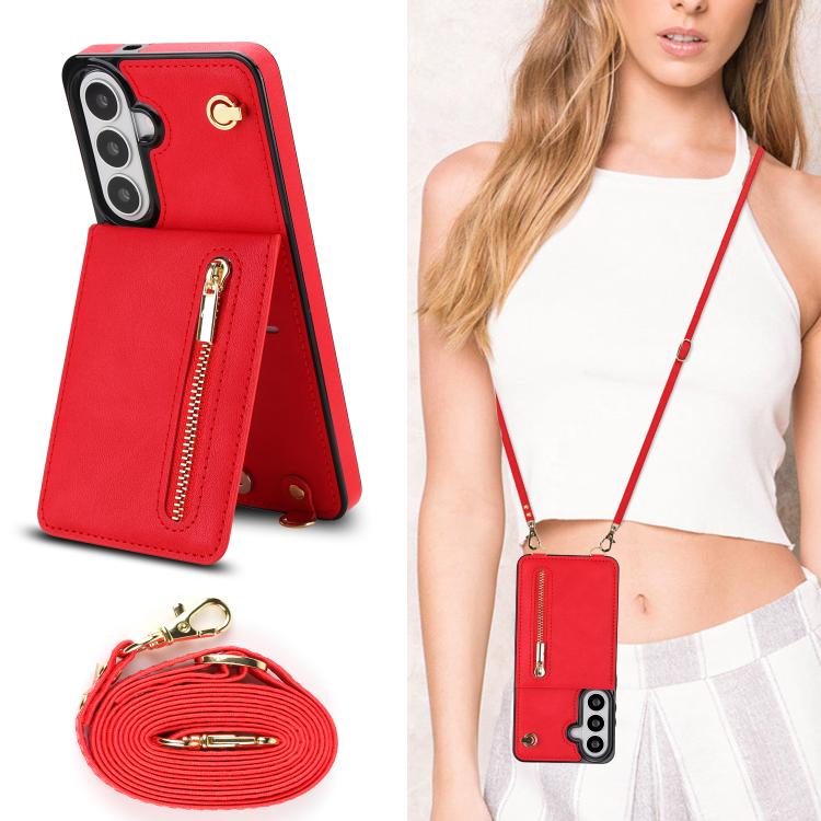For Samsung Galaxy S26 5G Cross-body Zipper Square Phone Case with Holder