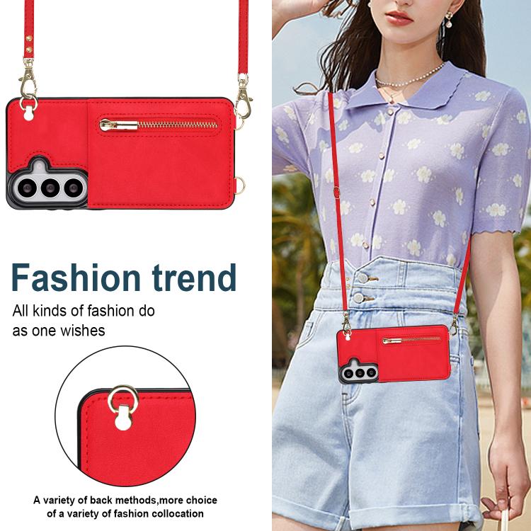 For Samsung Galaxy S26 5G Cross-body Zipper Square Phone Case with Holder