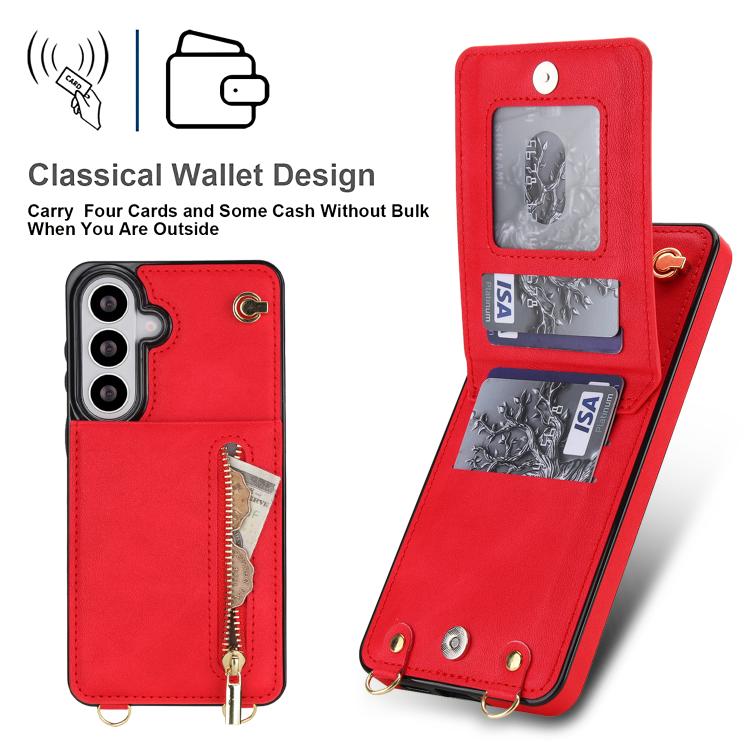 For Samsung Galaxy S26 5G Cross-body Zipper Square Phone Case with Holder