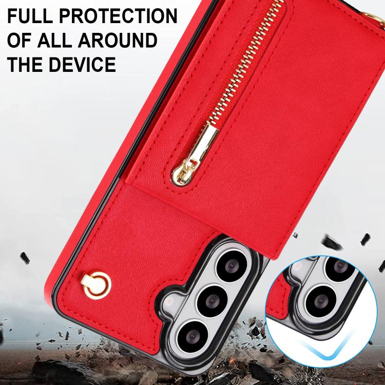 For Samsung Galaxy S26 5G Cross-body Zipper Square Phone Case with Holder