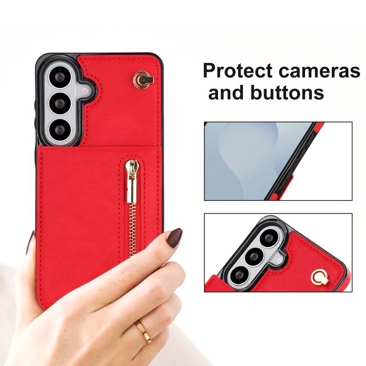 For Samsung Galaxy S26 5G Cross-body Zipper Square Phone Case with Holder