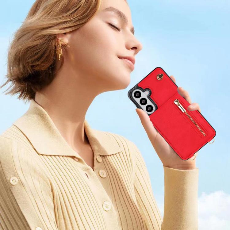 For Samsung Galaxy S26 5G Cross-body Zipper Square Phone Case with Holder