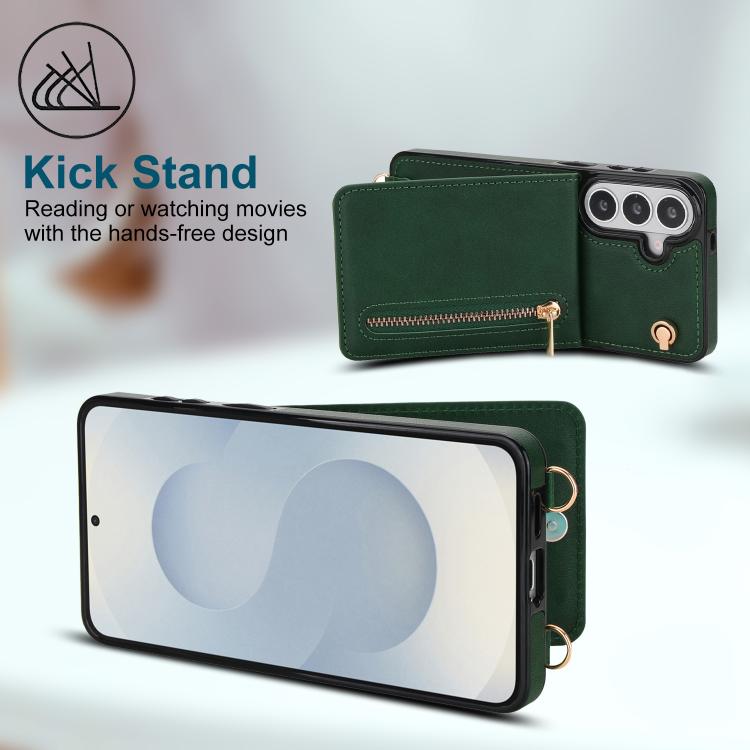 For Samsung Galaxy S26 5G Cross-body Zipper Square Phone Case with Holder