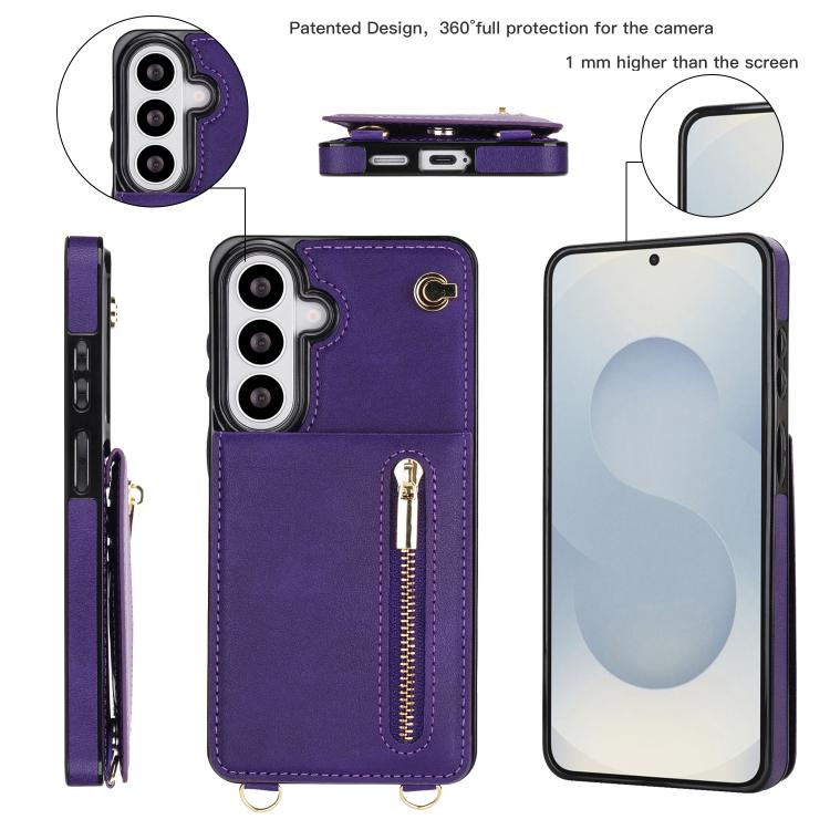 For Samsung Galaxy S26 5G Cross-body Zipper Square Phone Case with Holder