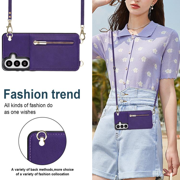 For Samsung Galaxy S26 5G Cross-body Zipper Square Phone Case with Holder