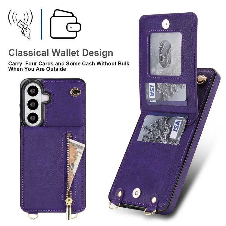 For Samsung Galaxy S26 5G Cross-body Zipper Square Phone Case with Holder