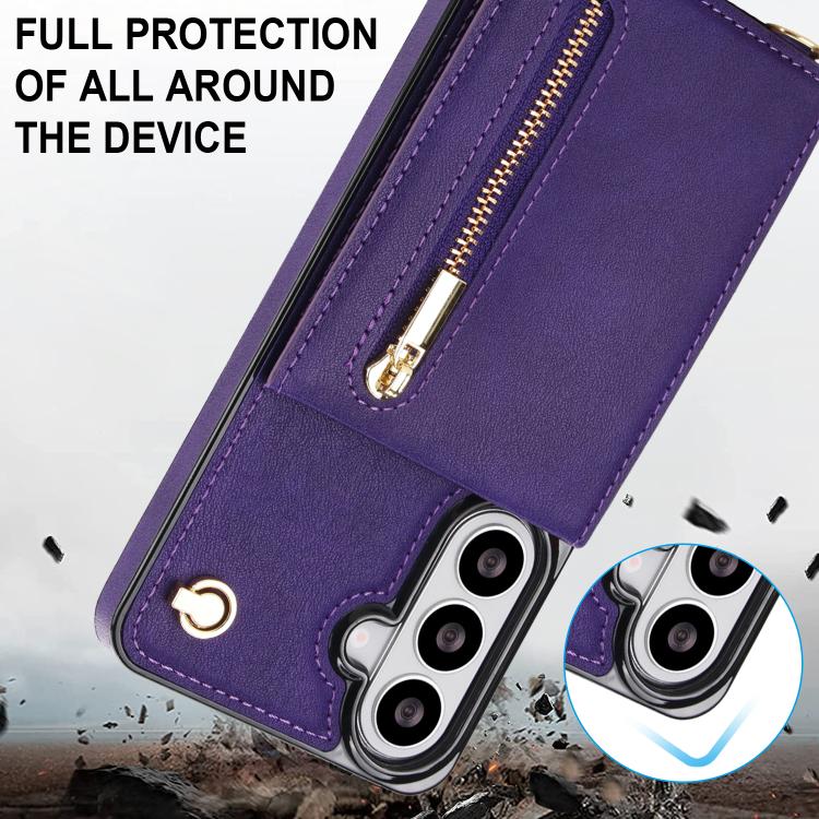 For Samsung Galaxy S26 5G Cross-body Zipper Square Phone Case with Holder